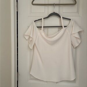 Ann Taylor Cream Off-Shoulder Blouse